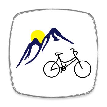 Fahrrad, Berge und Sonne - Viereckiger Kühlschrankmagnet - Weiß - Vorne