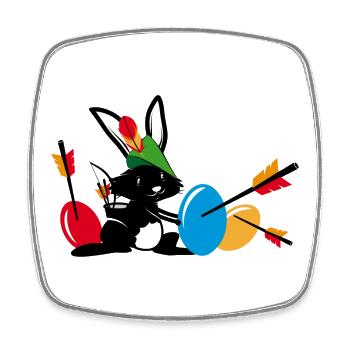 Easter bunny with a bow and arrow - Square fridge magnet - white - Front