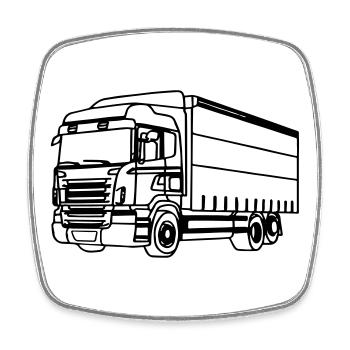 Camion Truck V8 - Magnet carré - blanc - Devant