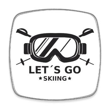 Citation sur les sports d’hiver de Voyons Skier - Magnet carré - blanc - Devant