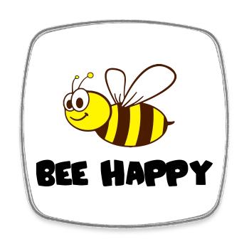 bee happy - Viereckiger Kühlschrankmagnet - Weiß - Vorne