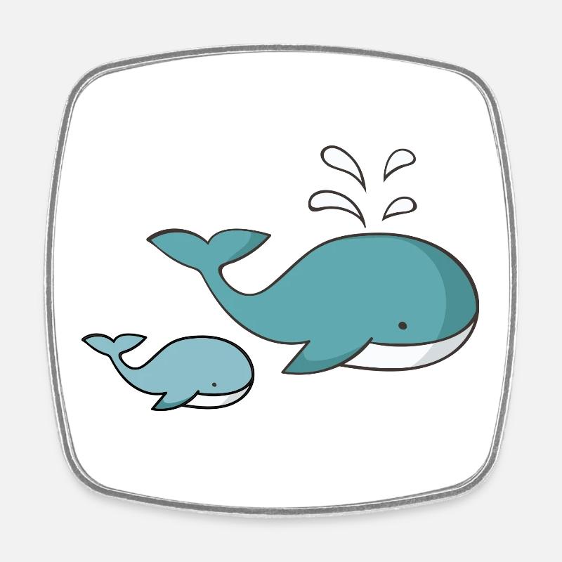 whale - Square fridge magnet - white