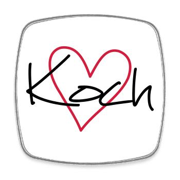 Koch Herz Hobbykoch Küche Geschenkidee - Viereckiger Kühlschrankmagnet - Weiß - Vorne