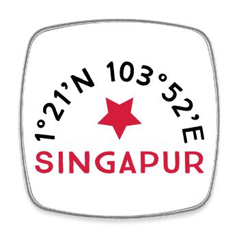 Singapour - Magnet carré - blanc - Devant