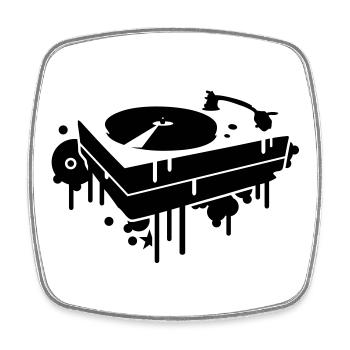 A record player - Square fridge magnet - white - Front