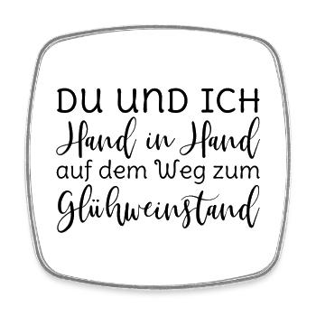 Glühwein - Du und ich Hand in Hand Glühweinstand - Viereckiger Kühlschrankmagnet - Weiß - Vorne