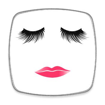 Visage de la femme Cils embrassant Lèvres roses - Magnet carré - blanc - Devant