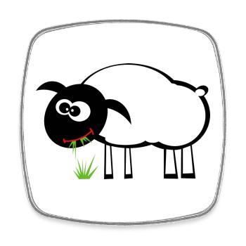 Mouton de dessin animé avec mangeur d’herbe - Magnet carré - blanc - Devant