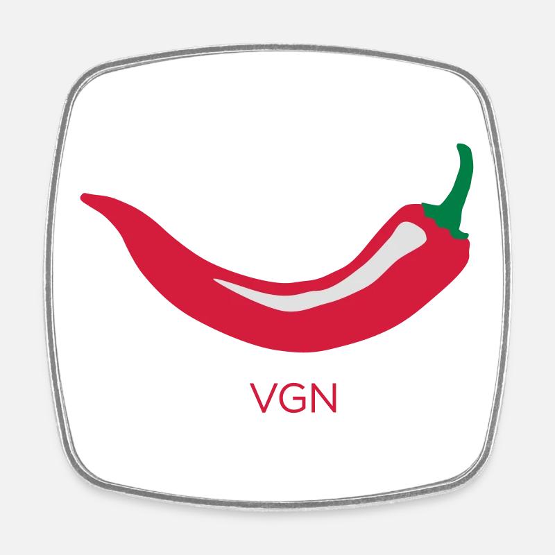 Red Chili - Vegan (VGN) - Square fridge magnet - white