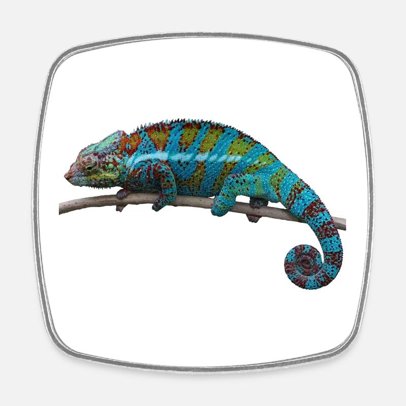 chameleon - Square fridge magnet - white
