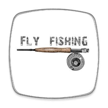Fly fishing - Viereckiger Kühlschrankmagnet - Weiß - Vorne