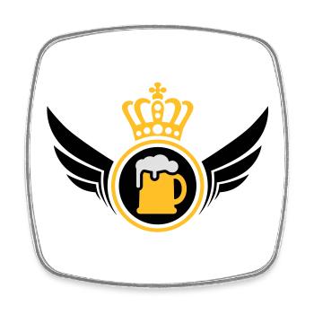 Beer Lord | Wings | Crown | Krone - Square fridge magnet - white - Front