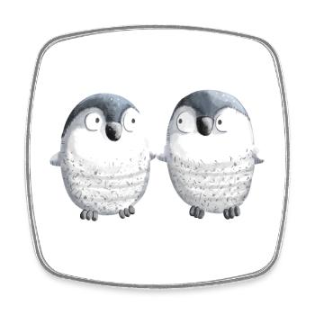 Best Friends Pinguine - Pinguin - Comic - Paar - Viereckiger Kühlschrankmagnet - Weiß - Vorne