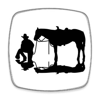Cowboy - Viereckiger Kühlschrankmagnet - Weiß - Vorne