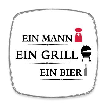 Grill - Viereckiger Kühlschrankmagnet - Weiß - Vorne