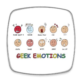 GEEK EMOTIONS - SCHWARZER TEXT - Viereckiger Kühlschrankmagnet - Weiß - Vorne