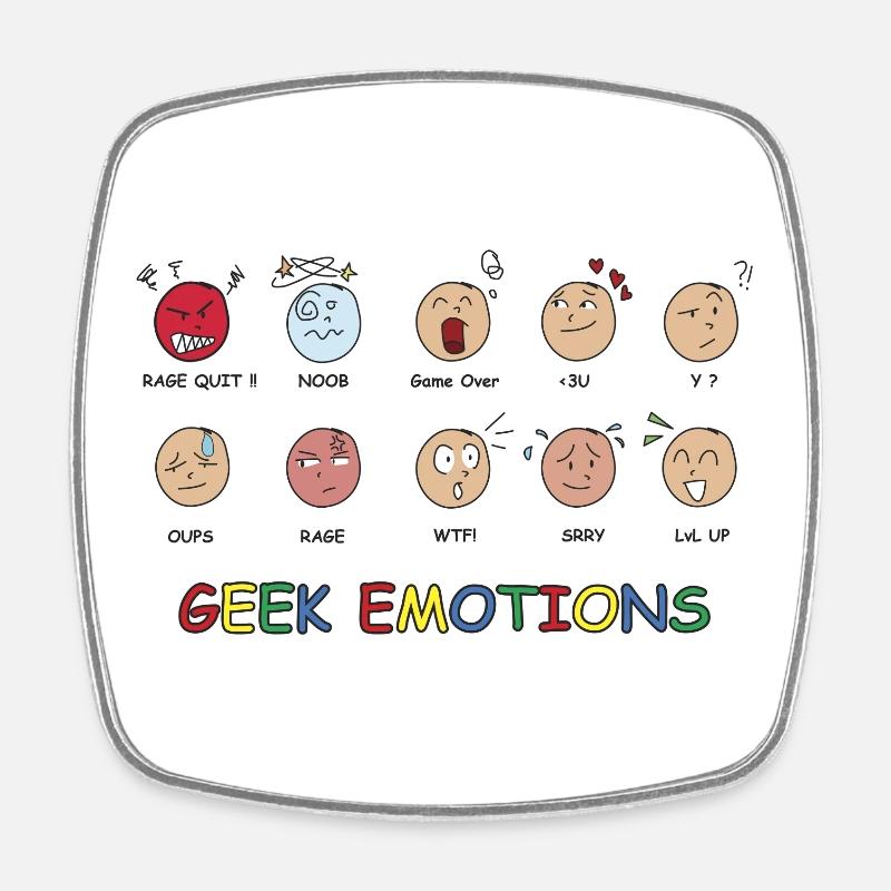 GEEK EMOTIONS - Texte NOIR - Magnet carré - blanc