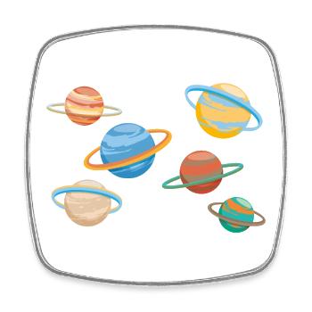 Saturn Planeten - Viereckiger Kühlschrankmagnet - Weiß - Vorne