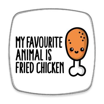 Mon animal préféré est le dessin animé mignon de poulet frit - Magnet carré - blanc - Devant