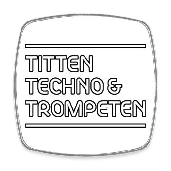 T !tten Techno & Trompettes - Magnet carré - blanc - Devant