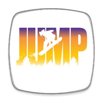 Jump and snowboarder - Square fridge magnet - white - Front