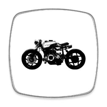 Silhouette de moto noire Rétro - Magnet carré - blanc - Devant