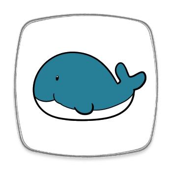Little whale - Square fridge magnet - white - Front