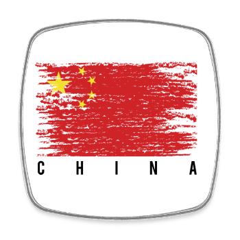 Chinese flag brush - Square fridge magnet - white - Front