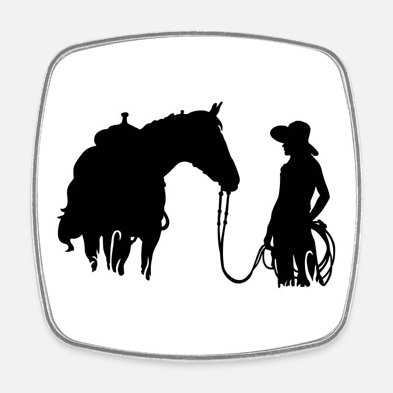Frau mit Pferd - Viereckiger Kühlschrankmagnet - Weiß