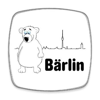 Berlin mit Berliner Bär = Bärlin - Viereckiger Kühlschrankmagnet - Weiß - Vorne