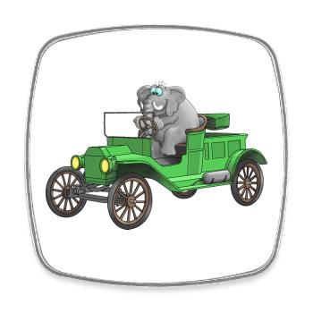 Voiture de bande dessinée drôle drôle - Magnet carré - blanc - Devant