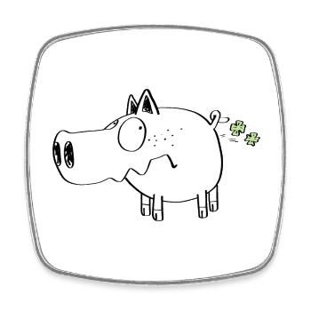 Happy pig farting luck I Wutz I New Year's Eve - Square fridge magnet - white - Front