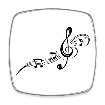Les notes de musique, clefs, musique - Magnet carré - blanc - Devant