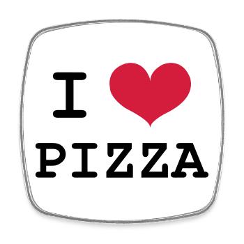 I Love Pizza - Viereckiger Kühlschrankmagnet - Weiß - Vorne