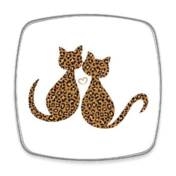 Leopard Leo Kätzchen Katzen Verliebt In Love - Viereckiger Kühlschrankmagnet - Weiß - Vorne
