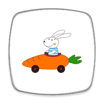 Lapin dans la voiture, Pâques, lapin de Pâques, chemise pour enfants - Magnet carré - blanc - Devant