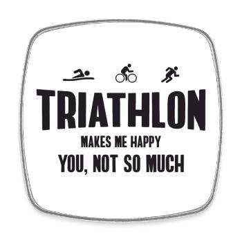 Triathlon. Me rend heureux, toi, pas tellement - Magnet carré - blanc - Devant