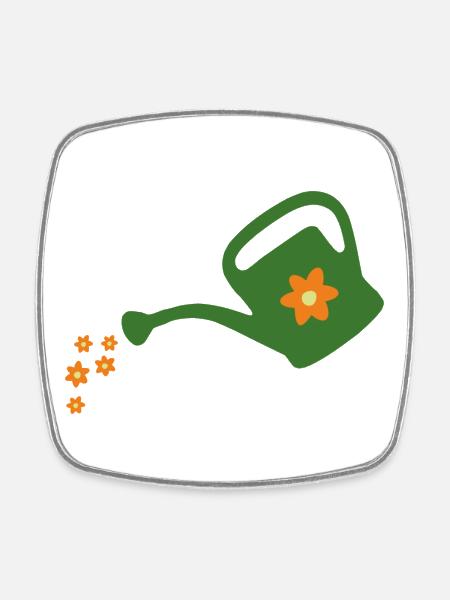 Blumen gießen Gießkanne (dunkel) - Viereckiger Kühlschrankmagnet - Weiß