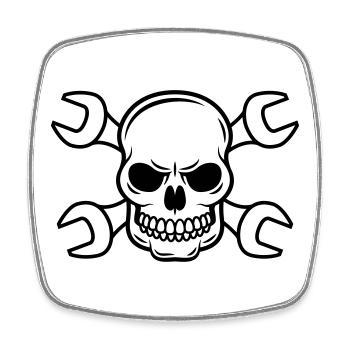 Mechanic Skull - Square fridge magnet - white - Front
