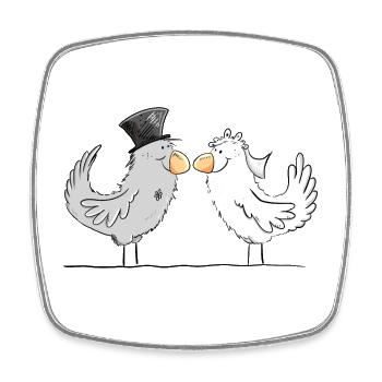Happy Braut und Bräutigam Hochzeit Tauben - Viereckiger Kühlschrankmagnet - Weiß - Vorne