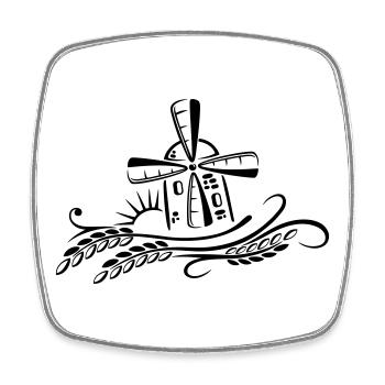 Baker, grain, mill, corn, sun - Square fridge magnet - white - Front