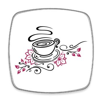 Tee, Teetasse, tea time, Kirschblüten - Viereckiger Kühlschrankmagnet - Weiß - Vorne