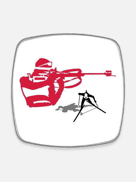 biathlon - Magnet carré - blanc