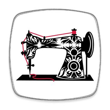 Une antique machine à coudre - Magnet carré - blanc - Devant