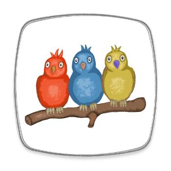 Oiseaux colorés sur une branche - Magnet carré - blanc - Devant