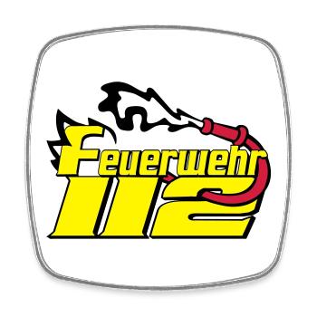 Freiwillige Feuerwehr , Shirt , Feuerwehr 112 (25) - Viereckiger Kühlschrankmagnet - Weiß - Vorne