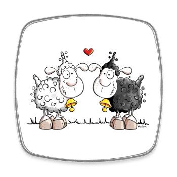 Sheep in love - Square fridge magnet - white - Front