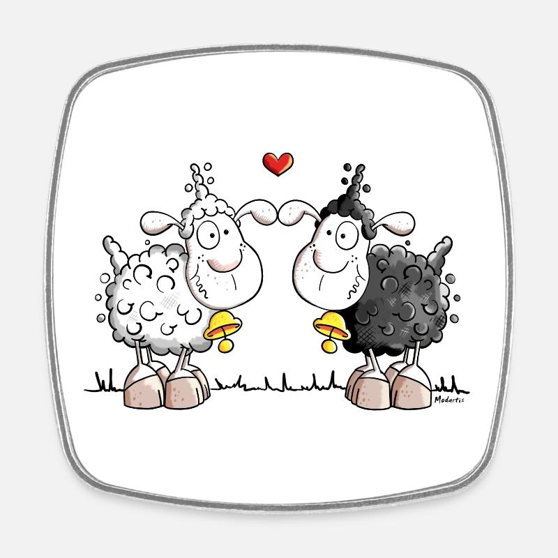Moutons dans l'amour - Magnet carré - blanc