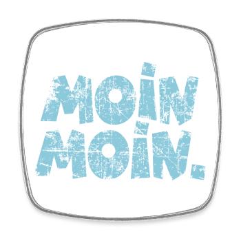 Moin Moin. (Vintage Hellblau) Guten Morgen - Viereckiger Kühlschrankmagnet - Weiß - Vorne