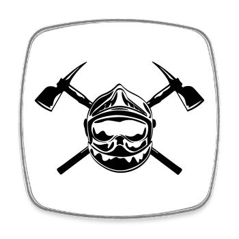 casque_pompier_2 haches - Magnet carré - blanc - Devant